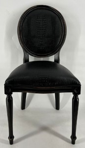 Casa Padrino chaise de salle à manger baroque en cuir artificiel noir - Meubles baroque