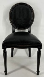 Casa Padrino chaise de salle à manger baroque en cuir artificiel noir - Meubles baroque