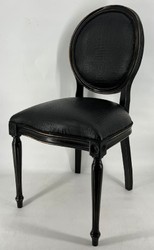 Casa Padrino chaise de salle à manger baroque en cuir artificiel noir - Meubles baroque