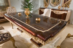 Casa Padrino tavolo da pranzo barocco di lusso marrone scuro / grigio / oro 250 cm