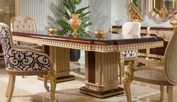 Casa Padrino tavolo da pranzo barocco di lusso marrone scuro / grigio / oro 250 cm