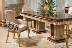 Casa Padrino tavolo da pranzo barocco di lusso marrone scuro / grigio / oro 250 cm