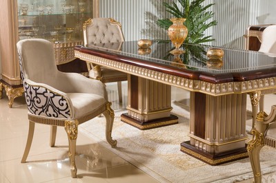 Casa Padrino Luxus Barock Esszimmer Stuhl mit Armlehnen Grau / Weiß / Schwarz / Gold H. 94 cm