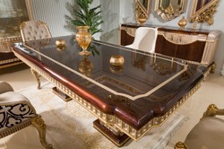 Casa Padrino ensemble de meubles de salle à manger baroques de luxe marron foncé / gris / or