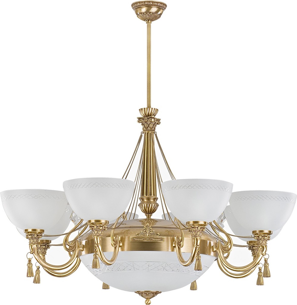 Casa Padrino lustre baroque de luxe en cristal or / blanc Ø 95 cm Casa Padrino lustre baroque de luxe en cristal or / blanc Ø 95 cm