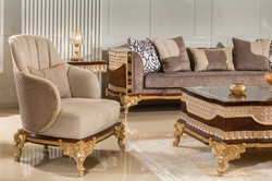 Casa Padrino poltrona da soggiorno barocco di lusso grigio / marrone scuro / oro - Mobili barocchi