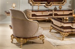 Casa Padrino poltrona da soggiorno barocco di lusso grigio / marrone scuro / oro - Mobili barocchi
