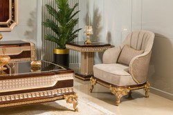 Casa Padrino poltrona da soggiorno barocco di lusso grigio / marrone scuro / oro - Mobili barocchi