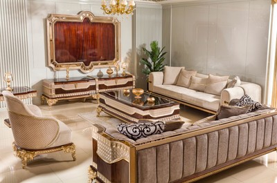 Casa Padrino Luxus Barock Sofa Grau / Dunkelbraun / Gold 265 cm - Barock Möbel