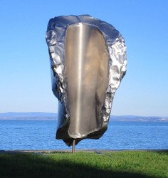 Casa Padrino XXL stainless steel garden decorative sculpture head silver H. 213 cm