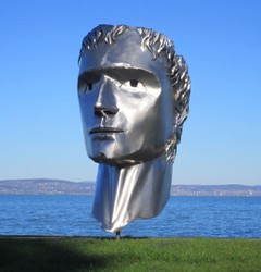 Casa Padrino XXL stainless steel garden decorative sculpture head silver H. 213 cm
