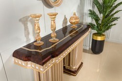 Casa Padrino console baroque de luxe avec miroir mural marron foncé / gris / or - Meubles baroques