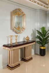 Casa Padrino console baroque de luxe avec miroir mural marron foncé / gris / or - Meubles baroques