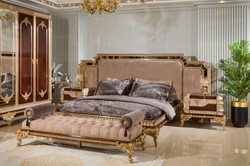 Casa Padrino banc baroque de luxe gris / marron foncé / or - Meubles baroques