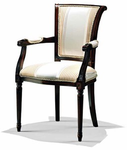 Casa Padrino Chaise de Salle à Manger Baroque de Luxe avec Accoudoirs Blanc / Beige / Marron Foncé - Meubles Baroques - Fabriquée en Italie