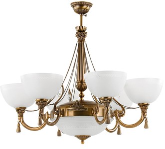 Casa Padrino lampadario barocco di lusso in cristallo ottone con patina / bianco Ø 85 cm Casa Padrino lampadario barocco di lusso in cristallo ottone con patina / bianco Ø 85 cm