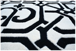Casa Padrino Luxury Baroque Living Room Carpet White / Black - Various Sizes