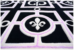 Casa Padrino Tapis de Salon Baroque de Luxe Noir / Blanc / Violet - Différentes Tailles