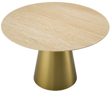 Casa Padrino Luxus Esstisch Beige / Messing Ø 120 cm - Luxus Esszimmer Möbel