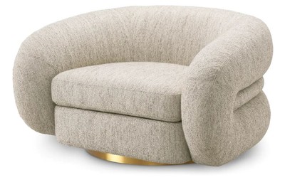 Casa Padrino luxury living room & hotel armchair light gray / brass 121 cm - Luxury furniture