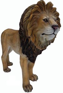 Casa Padrino scultura decorativa XXL leone beige / marrone 190 cm - Figura da giardino XXL a grandezza naturale