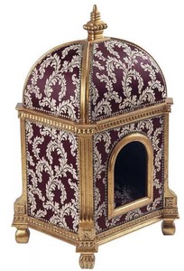 Casa Padrino Barock Katzenhaus Lila / Gold H. 94 cm - Barock Tiermöbel