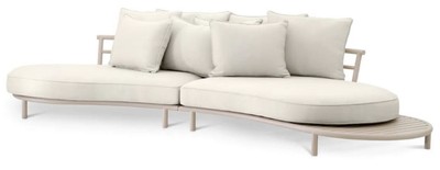Gebogenes Luxus Outdoor Garten Terrassen Hotel Sofa Weißgrau Sandfarben