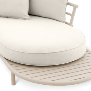 Casa Padrino Luxus Outdoor Garten Sofa Weißgrau / Sandfarben 330 cm - Luxus Garten Möbel