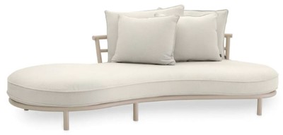 Gebogenes Luxus Outdoor Garten Terrassen Hotel Sofa Weißgrau Sandfarben
