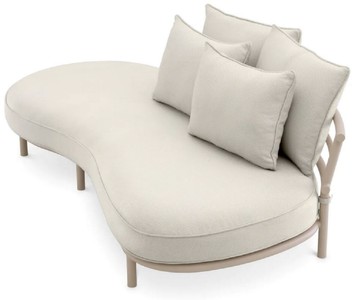Casa Padrino Luxus Outdoor Garten Sofa Rechte Seite Weißgrau / Sandfarben 220 cm - Luxus Garten Möbel