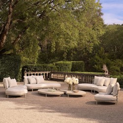 Casa Padrino sofá de exterior de jardín de lujo lado derecho blanco gris / arena 220 cm - Muebles de jardín de lujo