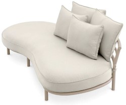 Casa Padrino sofá de exterior de jardín de lujo lado derecho blanco gris / arena 220 cm - Muebles de jardín de lujo