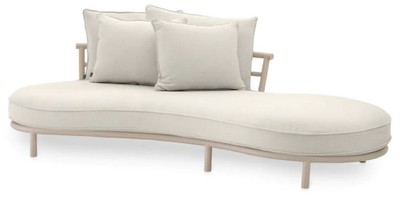 Gebogenes Luxus Outdoor Garten Terrassen Hotel Sofa Weißgrau Sandfarben
