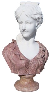 Luxus Jugendstil Marmor Deko Büste Skulptur Frau Weiß Braun