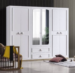 Casa Padrino armoire de chambre de style campagnard blanc / marron 251 x H. 217 cm