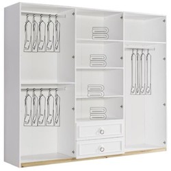 Casa Padrino armoire de chambre de style campagnard blanc / marron 251 x H. 217 cm