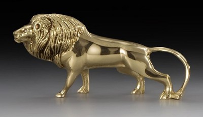 Casa Padrino escultura decorativa de bronce de lujo león oro 17 x A. 8 cm - Decoración de escritorio