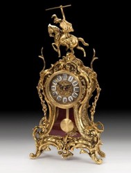 Casa Padrino horloge de table baroque de luxe or 23 x H. 46 cm - Horloge de bureau en bronze de style baroque