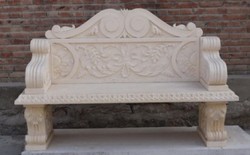 Casa Padrino Luxury Baroque Marble Garden Bench Beige 179 cm - Baroque marble garden furniture