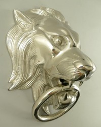 Casa Padrino heurtoir de porte baroque en aluminium lion argent H. 40 cm - Accessoires de décoration baroques