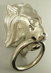 Casa Padrino battente per porta barocco in alluminio leone argento A. 33 cm - Accessori decorativi barocchi