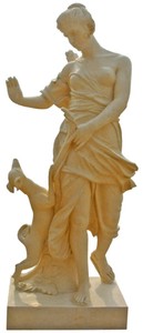 Casa Padrino Scultura in Marmo in Stile Antico Donna con Cane Beige A. 200 cm
