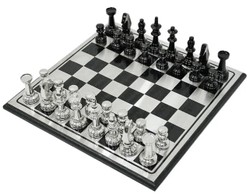 Casa Padrino ensemble de jeu d'échecs de luxe noir / argent - jeu d'échecs en bois - échiquier avec pièces d'échecs