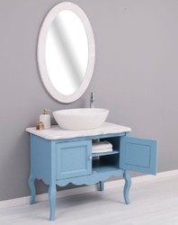 Landhausstil Massivholz Badezimmer Set Hellblau Hellgrau