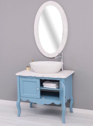 Landhausstil Massivholz Badezimmer Set Hellblau Hellgrau
