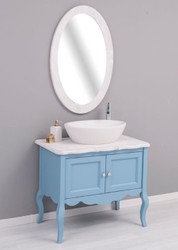 Landhausstil Massivholz Badezimmer Set Hellblau Hellgrau