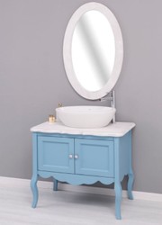 Landhausstil Massivholz Badezimmer Set Hellblau Hellgrau
