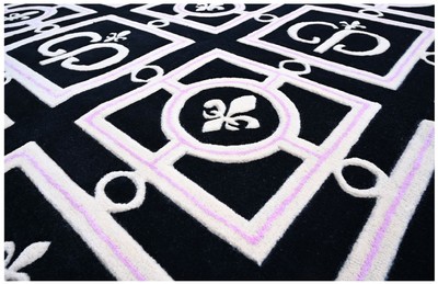 Casa Padrino Luxus Barock Teppich Schwarz / Weiß / Lila 200 x 300 cm - Barock Interior