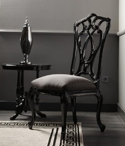 Prunkvoller Luxus Barock Esszimmer Stuhl Grau Schwarz
