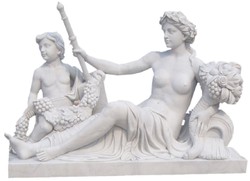 Casa Padrino sculpture en marbre de style antique femme avec enfant gris 150 x H. 160 cm